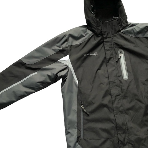 FREE COUNTRY Men’s Lined Jacket Large Black Gray EUC  Water Repellant - Picture 13 of 16